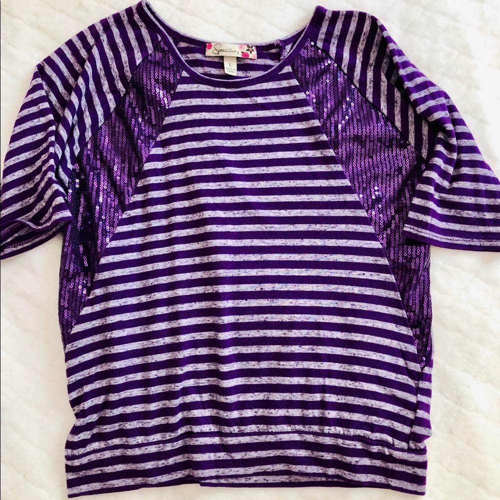Purple sequined short sleeve